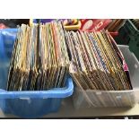 Vintage vinyl records. A used DJ collection, including reggae and hip-hop, with some DJ promo