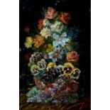 20th c School - A Flowerpiece, oil on canvas, 79 x 52cm Restoration with overpainting; scratches and