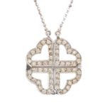 An articulated diamond pendant, in white gold, 19 x 19mm, in integral 18ct white gold necklet, 6.3g
