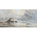 George Lothian Hall (1825-1888) – Storm on the Coast, signed and dated 1872, watercolour, 34.5 x