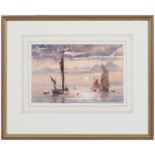 Edward Wesson RI, RBA, RMSA (1910-1983) - Fishing Boats at Low Tide, signed, watercolour, 32 x 48cm,