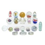 A Victorian glass dump paperweight, 12.5cm h and nineteen various other paperweights, late 20th c (