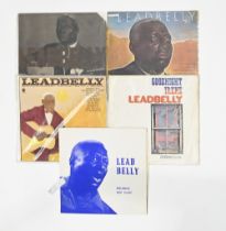 Vintage vinyl LP records. Five Lead Belly albums, to include rare University of Texas Recording 1949