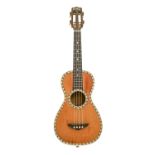 A De Vekey ukulele, ivory inlaid   Please note Mellors & Kirk have applied for an exemption