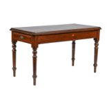 A late Victorian mahogany-stained pine side table, the moulded, cut cornered top with a drawer to