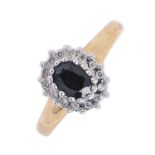 A sapphire and diamond ring, in 18ct gold, Convention marked, 3.8g, size Q Good condition