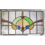 Architectural Salvage. An Art Nouveau stained glass rectangular panel, c. 1910, 45.5 x 80cm  Some