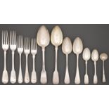 Miscellaneous silver flatware, George IV and later, Fiddle and Old English patterns, 17ozs 8dwts