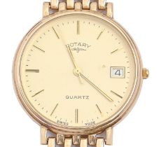 A Rotary 9ct gold gentleman's wristwatch, quartz movement, 33mm diam, on 9ct gold bracelet,