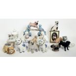 Miscellaneous pottery and porcelain models of pug dogs, 20th c, various forms and sizes, etc (