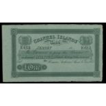 Jersey, Pound Note, Channel Islands Bank, 18--, E615, light blue, unsigned, unissued, almost EF