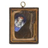 A Limoges enamel plaque, c1900, painted with the head of a noble lady, 37 x 25mm Good condition,