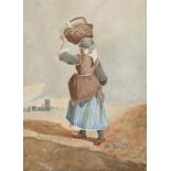 Miles Edmund Cotman (1810-1858) - Woman Carrying a Basket on her Head, dated 1829, watercolour, 25.8