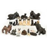 Miscellaneous cold painted, bronze resin and other models of pug dogs, 20th c, various sizes (