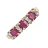 A ruby and diamond ring, in gold marked 750, 3.2g, size O Good condition