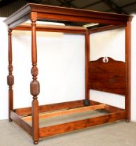 A mahogany four poster bed, with carved and turned uprights, 157cm w, 226cm h, 217cm l