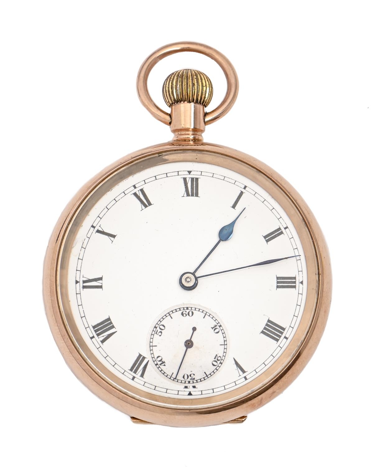 An English 9ct gold keyless lever watch,  in plain case, the back engraved Presented to Mr W L Evans