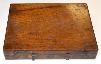 A 19th c artist's rectangular mahogany box, enclosing palette and various brushes, 38cm w, early