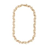 A 9ct gold necklace, of textured twigs, 44.5cm l, maker J G & F, Birmingham 1965, 68.4g Good