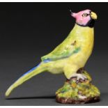 A Samson Hancock Derby model of a bird, early 20th c, perched on a mound, 10cm h, incised and red