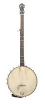 An American banjo, cased Good second hand condition