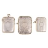 Three silver vesta cases, late Victorian - George V, various sizes and makers, Chester and