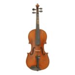 A violin, length of back 34cm Varnish scratched