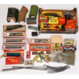 Miscellaneous boxed Tri-ang Hornby locomotives, rolling stock and accessories, several unboxed