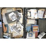 Two boxes of miscellaneous ephemera, 19th c and later, including rental books, photographs,