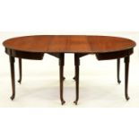 A mahogany dining table, early 20th c, on turned legs and pad feet with castors, 73cm h; 126 x 181cm