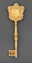 An Edwardian 9ct gold ceremonial key, inscribed Presented by the contractors to Dr John Millar