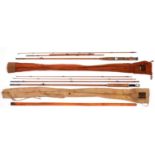 Vintage fishing tackle. Hardy Bros The Deluxe Palakona 9ft 5" three-piece split cane fly rod, with