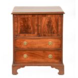A George IV mahogany chest commode, with crossbanded top and flame figured doors, 77cm h; 50 x
