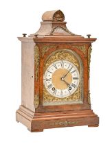 A German walnut clock, c1910, with Linzkirch ting-tang movement, pendulum, 38cm h Good condition,