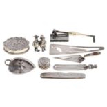 Miscellaneous silver toys and other articles, to include a Victorian miniature heart shaped