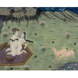 Indian School - Erotic miniatures, a set of six, gouache, 10.5 x 13cm or the reverse format (6) Good