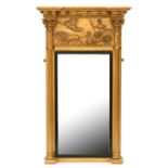 A George IV mahogany and composition mirror, with inverted breakfront cornice, classical frieze