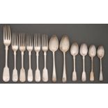 Miscellaneous silver flatware, George III - Victorian, various patterns, makers and dates, 15ozs