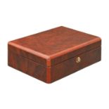 A modern lacquered burr wood humidor, 22cm l Good second hand condition