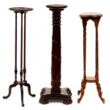 Three various mahogany torcheres, early 20th c and later, 110cm h and shorter Good condition