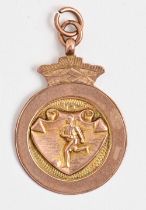 A 9ct gold watch fob shield, 28mm, Birmingham 1928, 3.2g Wear consistent with age