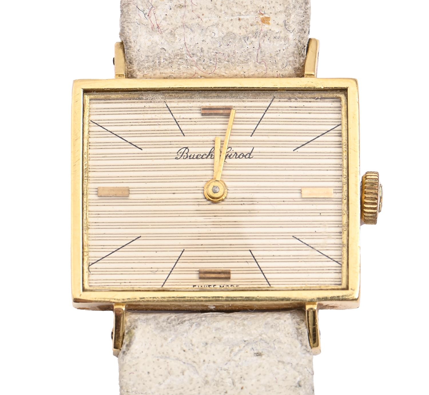 A Bueche Girod 18ct gold lady's wristwatch, 19 x 24mm Good second hand condition, working order,