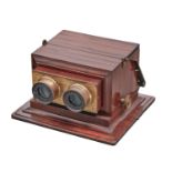 A Victorian mahogany and brass achromatic stereoscope, Smith, Beck & Beck London, No 2083,