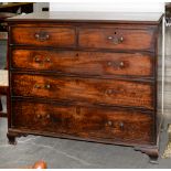 A George III mahogany chest of drawers, on ogee feet, 105cm h; 57 x 125cm The sides free from