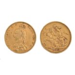 Gold coin. Sovereign 1891M