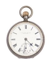 A silver keyless lever watch, H Salsbury & Sons Guildford, with three quarter plate movement and