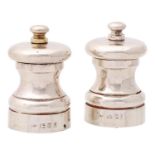 A pair of Elizabeth II silver pepper mills, 70mm, by John Bull Ltd, London 1989 Good second hand