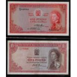 Southern Rhodesia, Pound Notes, George VI 1950 B/136 VF; Elizabeth II, 1952 B/184 Fine; Bank of