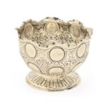 A Victorian silver rose bowl, die stamped with flowers and foliage, 13cm diam, by James Deakin &