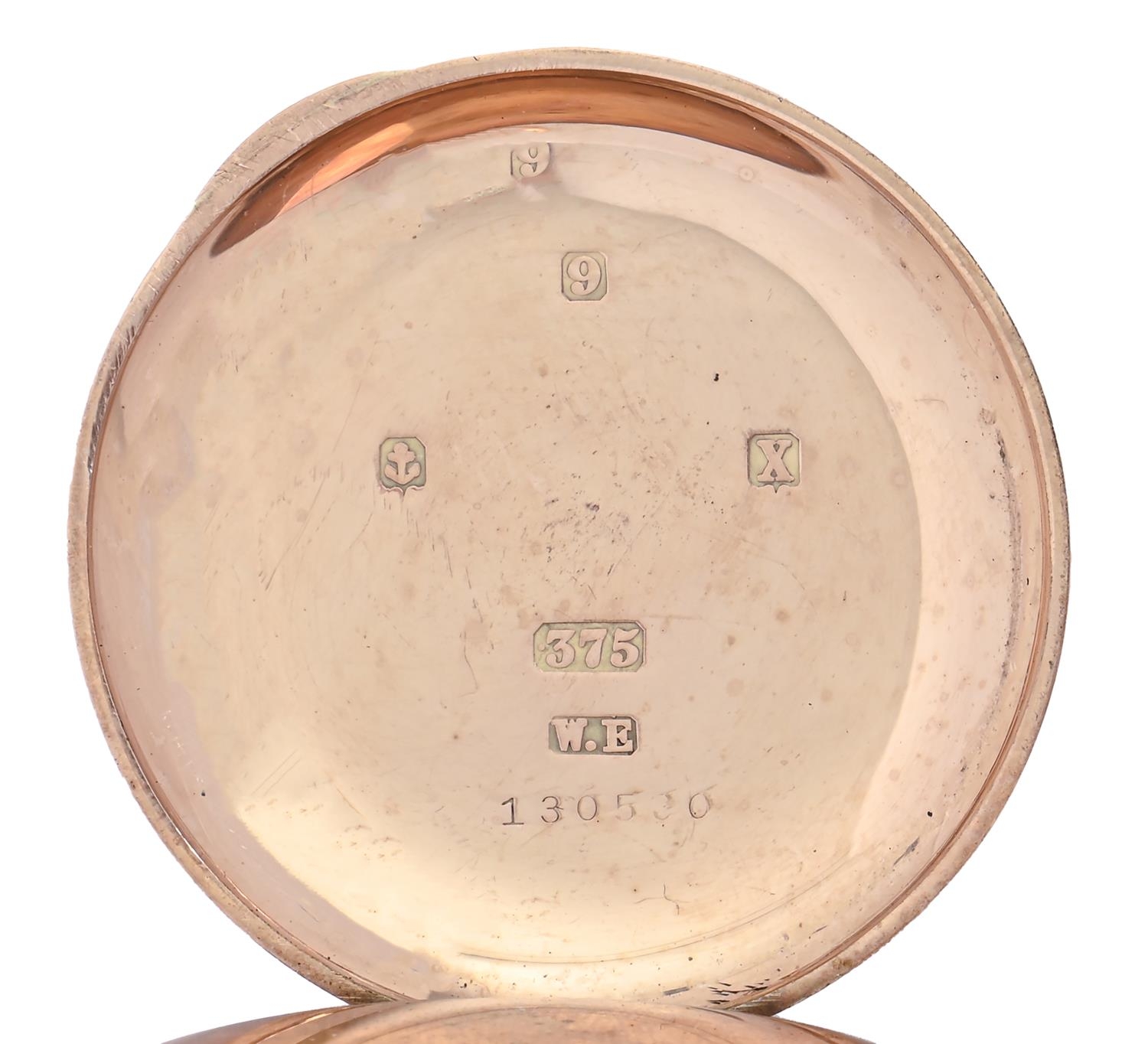 An English 9ct gold keyless lever watch,  in plain case, the back engraved Presented to Mr W L Evans - Image 3 of 4